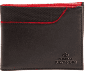 Moda: Egon Von Furstenberg, i must della collezione. Il portafoglio in pelle in rosso e marron